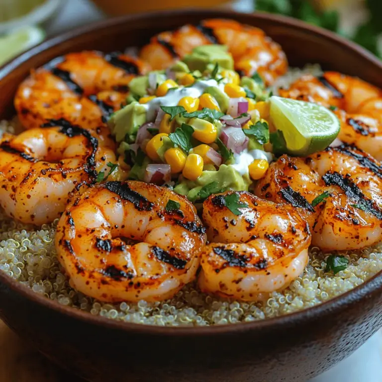 In the world of culinary delights, few dishes can rival the vibrant and refreshing appeal of a Tropical Grilled Shrimp Bowl. This dish is not only a feast for the eyes but also a celebration of bold flavors and fresh ingredients that transport you to sun-kissed beaches with every bite. Imagine succulent shrimp infused with a medley of spices, paired with a zesty avocado corn salsa, all drizzled with a creamy sauce that ties the whole dish together. It’s a perfect blend of savory and refreshing, making it an ideal meal for summer gatherings or a nutritious weeknight dinner.