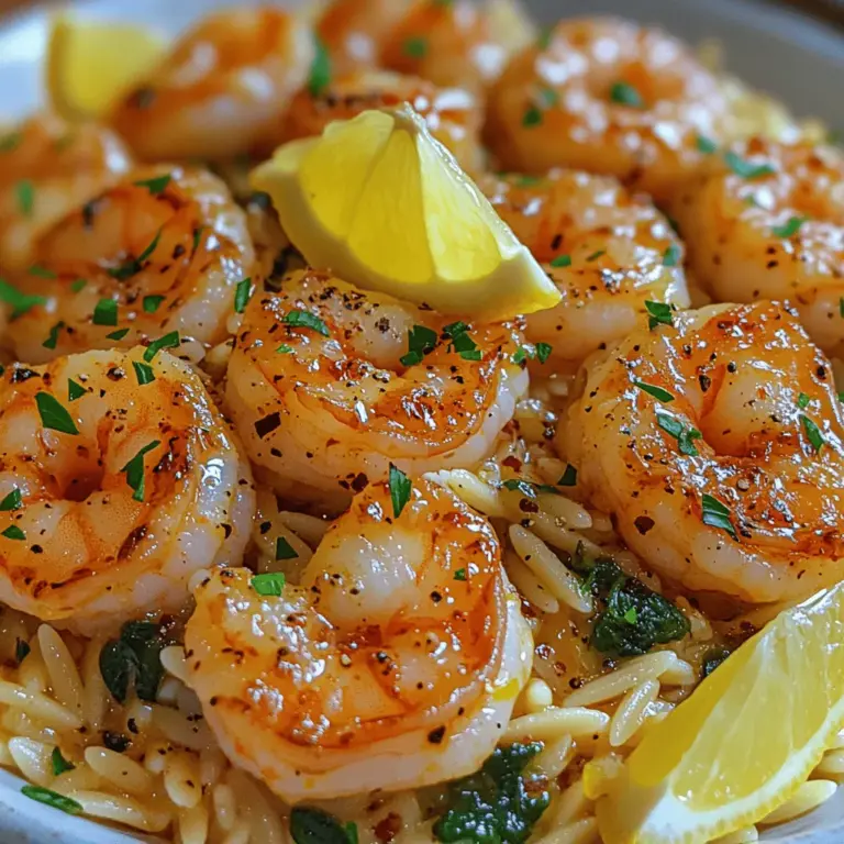 Welcome to the vibrant world of flavors with our Zesty Lemon Garlic Shrimp Orzo. This delightful dish marries the succulent taste of shrimp with the comforting texture of orzo, a rice-shaped pasta that absorbs flavors beautifully. Each bite offers a perfect balance of zesty lemon, aromatic garlic, and fresh spinach, creating a symphony of taste that is both refreshing and satisfying.