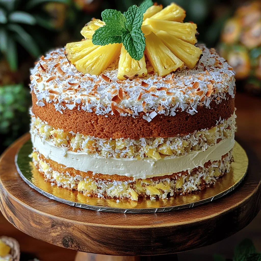 Imagine a slice of cake that transports you straight to a sun-soaked beach, where the gentle ocean waves serenade you while the warm breeze carries the sweet scent of tropical fruits. The Tropical Paradise Pineapple Coconut Cream Cake is that slice of paradise. This delightful cake combines the irresistible flavors of fresh pineapple and creamy coconut, creating a dessert that is not just a treat for the palate but also a feast for the eyes.