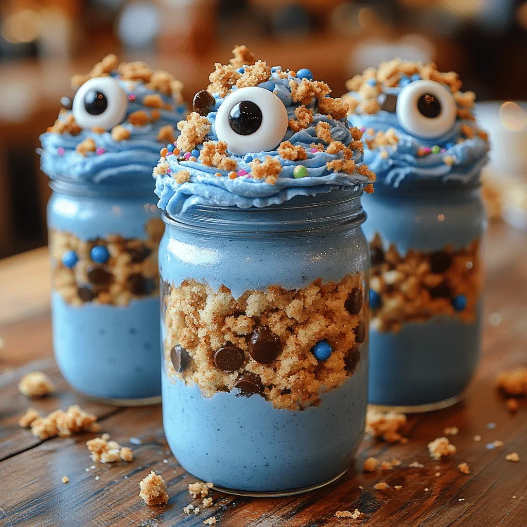 Imagine opening a jar to reveal layers of vibrant blue cake, rich chocolate chips, and fluffy frosting that mimic the beloved Cookie Monster from Sesame Street. The Whimsical Cookie Monster Cake Jars are not just a treat for your taste buds; they are a feast for the eyes and a delightful nod to a cherished childhood character. This fun dessert, perfect for birthdays, themed parties, or simply a whimsical indulgence, combines nostalgic flavors with playful presentation.