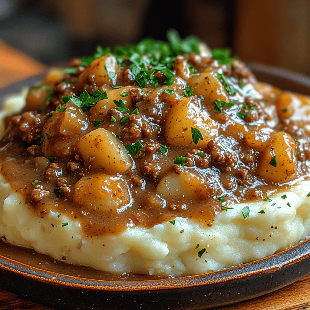 When it comes to comfort food, few dishes can rival the satisfying combination of savory ground beef and creamy mashed potatoes. This delightful recipe, Savory Ground Beef & Gravy Delight over Creamy Mashed Potatoes, brings together the rich flavors of seasoned beef smothered in a luscious gravy, served atop a bed of velvety mashed potatoes. It's a dish that not only warms the soul but also fills the stomach—ideal for those chilly evenings when you crave something hearty and fulfilling.