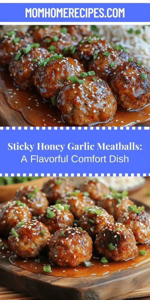 Discover the joy of cooking with sweet and sticky honey garlic meatballs, a dish that's perfect for any occasion. This comforting recipe combines the rich flavors of honey and garlic with tender meatballs, making them a favorite for gatherings or family dinners. Versatile and simple to prepare, you can serve them as appetizers, over rice, or as part of a delightful meal. Enjoy the process of making a dish that brings everyone together. Perfect for warming your hearts and satisfying your cravings!