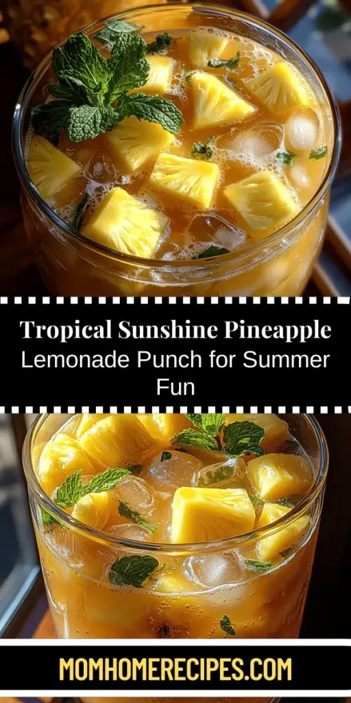 Quench your thirst this summer with a Tropical Sunshine Pineapple Lemonade Punch that’s bursting with flavor! Combining fresh pineapple juice and zesty lemons, this refreshing drink is perfect for parties or relaxing sunny days. Add a bubbly touch with sparkling water or club soda, and elevate it with coconut water for a tropical twist. Garnish with mint and fruit slices for an eye-catching presentation. Easy to make and delicious, this punch is a must-try!