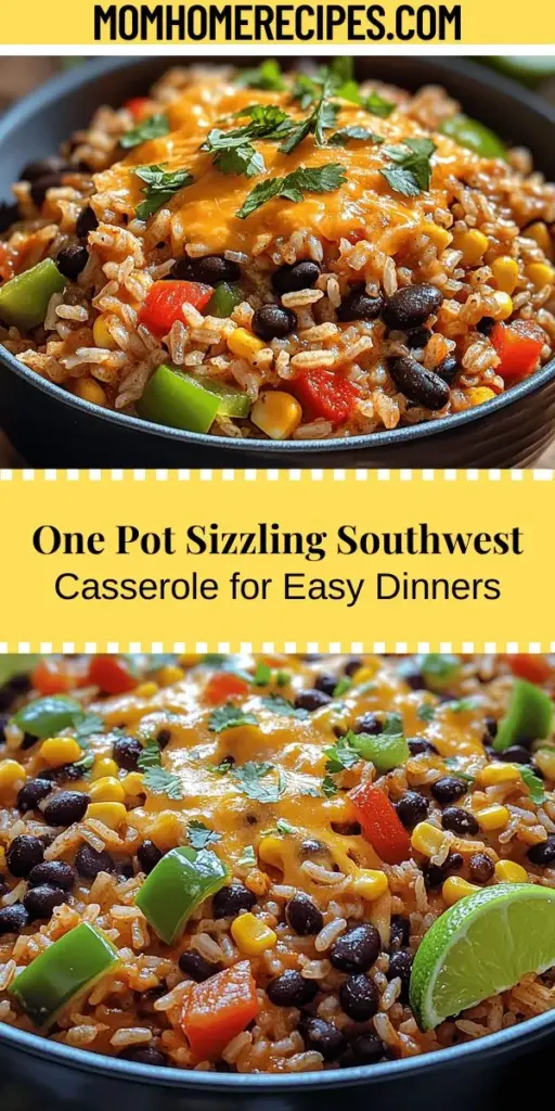 Discover the Sizzling Southwest One Pot Rice Casserole, a delicious and convenient meal that brings vibrant Southwestern flavors to your dinner table. This hearty casserole combines rice, black beans, corn, fresh tomatoes, and a blend of spices in one pot, making cleanup a breeze. Perfect for busy nights or casual gatherings, it's a nutritious vegetarian option that will satisfy everyone. Gather your loved ones for a delightful dining experience that’s easy to prepare and enjoy.