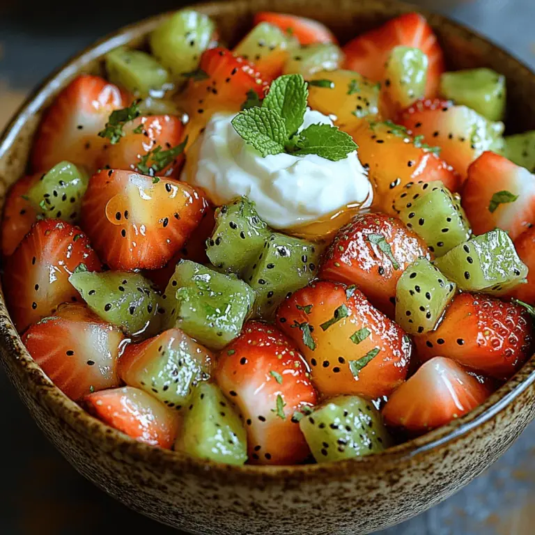 As the summer sun beckons us outdoors, nothing quite satisfies the palate like a refreshing dessert brimming with fresh fruits. One such delightful creation is the Sweet & Tangy Strawberry Kiwi Delight. This vibrant dish combines the sweet juiciness of strawberries with the tangy zest of kiwis, creating a harmonious blend of flavors that tantalizes the taste buds and invigorates the senses. Perfect for sunny picnics, backyard barbecues, or simply as a light, healthy treat on a hot day, this recipe showcases how simple, fresh ingredients can come together for a truly delightful experience.