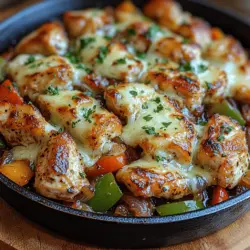 In the world of comfort food, few dishes evoke the same level of satisfaction as a classic cheesesteak. The combination of succulent meat, melted cheese, and vibrant vegetables wrapped up in a warm hoagie roll is undeniably enticing. However, for those who are looking for a quicker, healthier, and equally delicious alternative, the Chicken Cheesesteak Skillet is the perfect solution. This one-pan wonder captures the essence of a traditional cheesesteak, offering a delightful blend of juicy chicken, sautéed vegetables, and gooey melted cheese—all in a fraction of the time it takes to prepare the classic version.