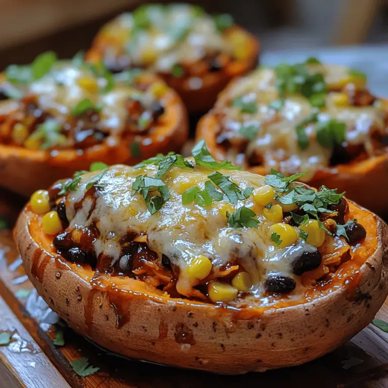BBQ Chicken Stuffed Sweet Potatoes is a dish that beautifully marries flavor and nutrition, making it a favorite among health-conscious food lovers and busy families alike. This hearty meal not only satisfies your cravings for something savory and filling but also packs a punch of nutrients that can enhance your overall well-being. The natural sweetness of the sweet potatoes complements the smoky, tangy flavors of the BBQ chicken, creating a delightful balance that is hard to resist.