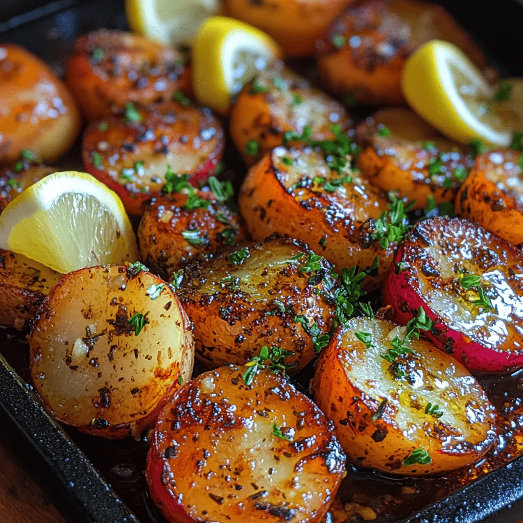 Garlic Herb Roasted Radishes is a delightful and healthy side dish that brings out the best in these often-overlooked root vegetables. While many people might think of radishes as mere salad garnishes, roasting transforms their flavor profile, making them tender, sweet, and incredibly savory. The dish is not only easy to prepare but is also versatile enough to be served on various occasions, from weeknight dinners to festive gatherings. Whether you're a seasoned cook or just starting your culinary journey, this recipe promises to impress your taste buds and elevate your meal.