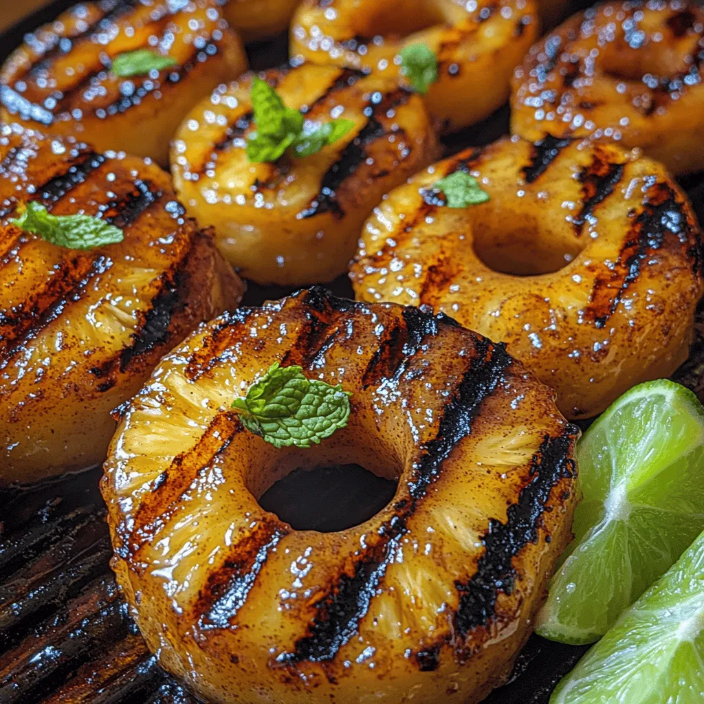 Pineapple is the star of this dish, providing natural sweetness and a juicy texture that holds up beautifully on the grill. When selecting your pineapple, look for one that is ripe and fragrant. A ripe pineapple will have a sweet aroma at the base, and the skin should yield slightly when pressed. The natural sugars in the fruit caramelize when grilled, creating a beautiful char that enhances its inherent sweetness. Additionally, the acidity in pineapple helps to break down proteins, making it an excellent accompaniment to grilled meats if you choose to serve it alongside.