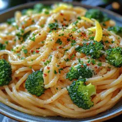 The appeal of Garlic Lemon Broccoli Pasta goes beyond its straightforward preparation. It’s a celebration of fresh ingredients that work harmoniously to create a dish bursting with flavor. The infusion of garlic offers a robust aroma, while the lemon adds a bright acidity that balances the richness of the pasta. Broccoli, a powerhouse of nutrients, not only contributes to the dish’s health benefits but also provides a vibrant green contrast to the pasta, enhancing its visual appeal.