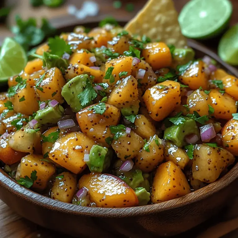Peach & Avocado Salsa is a vibrant and refreshing dish that marries the sweet juiciness of ripe peaches with the creamy texture of avocados. This salsa is an excellent choice for those who are looking for a unique twist on traditional salsa recipes. As a versatile condiment, it can elevate grilled meats, accompany chips, or even stand alone as a delightful salad. The combination of flavors and textures creates a dish that is not only visually appealing but also packed with nutrients.