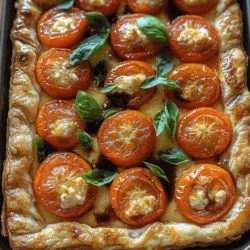 At the heart of any great tart is its base, and for the Tomato Goat Cheese Tart, that foundation is puff pastry. Puff pastry is a light, flaky pastry made by layering dough with butter, which creates multiple layers that puff up during baking. The result is a golden, crispy shell that perfectly holds the filling and provides a delightful contrast in texture.