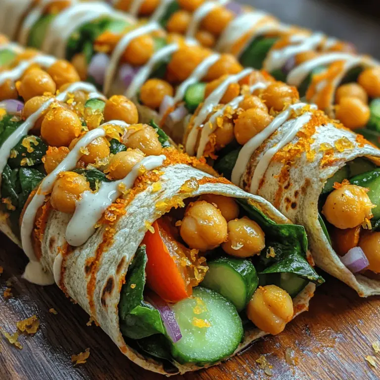 If you’re looking for a quick, healthy, and delicious meal that can be whipped up in no time, look no further than Zesty Garlic Lemon Chickpea Wraps. This delightful recipe combines the earthy goodness of chickpeas with the vibrant flavors of garlic, lemon, and fresh vegetables, making it an irresistible option for lunch or dinner. The wraps are not only packed with flavor but are also a powerhouse of nutrition, perfect for anyone seeking a balanced meal without compromising on taste.