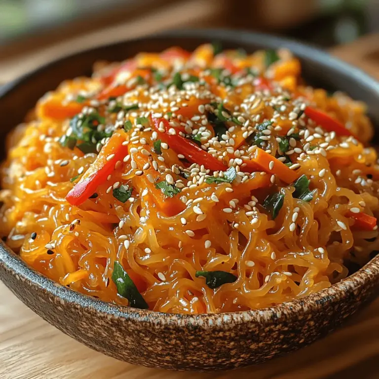 Exploring the world of Asian cuisine often leads us to the delightful dish known as Japchae, a Korean favorite that showcases the unique texture and flavor of sweet potato starch noodles. Japchae, which translates to "mixed vegetables," is a versatile and vibrant dish that combines chewy noodles with an array of colorful vegetables, enhanced by a savory sauce that tantalizes the taste buds. In this article, we will walk you through each step of the recipe for Savory Sweet Potato Japchae Delight, delve into the nutritional benefits of the ingredients, and explore the cultural significance of Japchae. Whether you are a seasoned cook or a culinary newbie, this comforting dish is sure to impress at your dinner table.