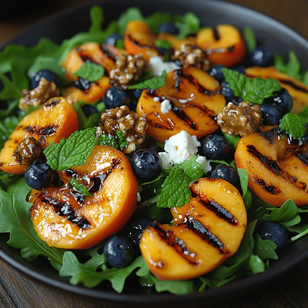 As the summer sun shines down, vibrant salads become a staple on our tables, offering a refreshing and nutritious way to enjoy the season's best produce. Among these delightful dishes, the Grilled Peach Blueberry Salad stands out for its unique combination of sweet and savory flavors, making it an ideal choice for summer gatherings or a light meal at home. The marriage of juicy, grilled peaches with fresh blueberries brings a burst of color and flavor to any plate, captivating the senses and tantalizing the taste buds.