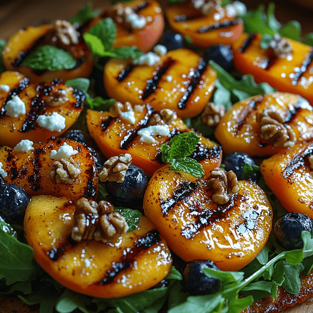 As the summer sun shines down, vibrant salads become a staple on our tables, offering a refreshing and nutritious way to enjoy the season's best produce. Among these delightful dishes, the Grilled Peach Blueberry Salad stands out for its unique combination of sweet and savory flavors, making it an ideal choice for summer gatherings or a light meal at home. The marriage of juicy, grilled peaches with fresh blueberries brings a burst of color and flavor to any plate, captivating the senses and tantalizing the taste buds.
