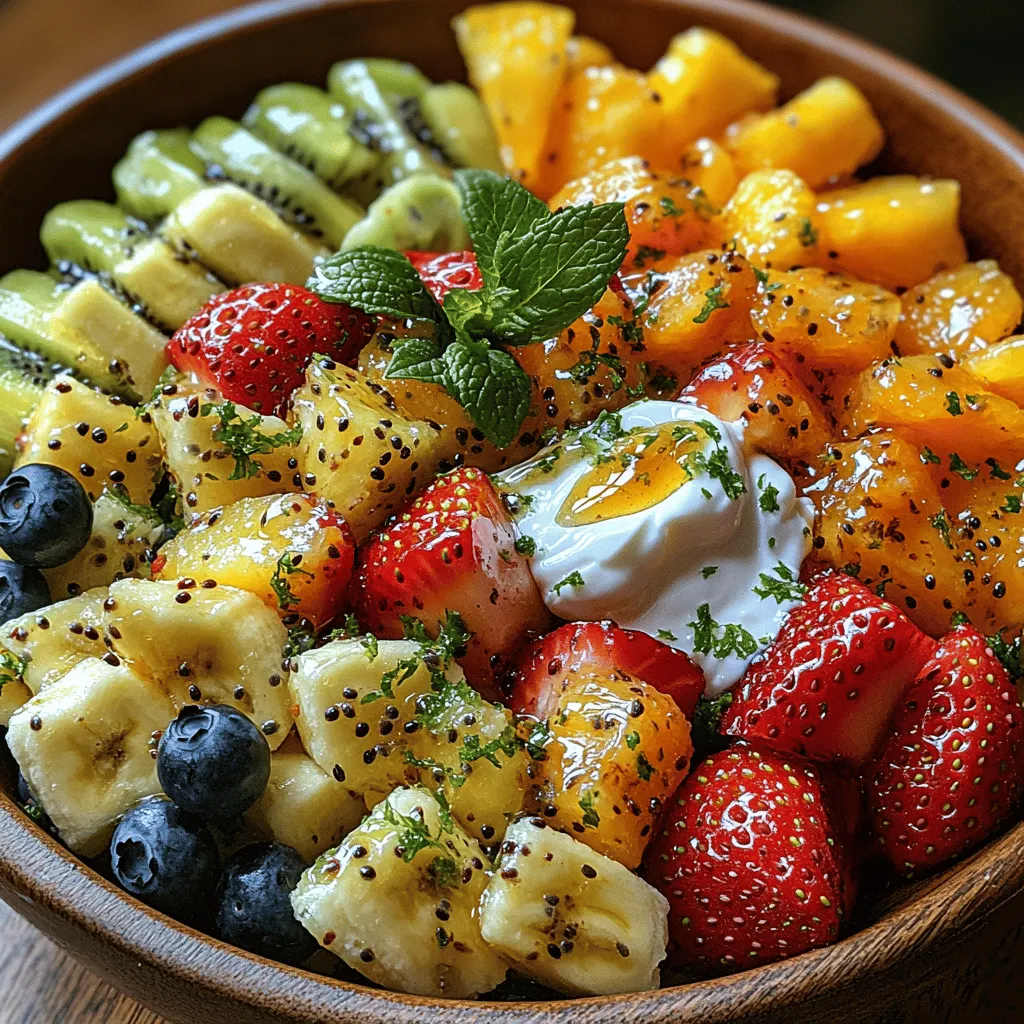 Start your day with a burst of freshness and vitality with the Sunset Bliss Breakfast Fruit Salad. This delightful medley of vibrant fruits not only adds a splash of color to your breakfast table but also provides an array of vitamins, minerals, and antioxidants that are essential for a healthy lifestyle. Whether you're looking for a quick and nutritious breakfast or planning a cheerful brunch gathering, this fruit salad is both simple to prepare and sure to impress your family and friends.