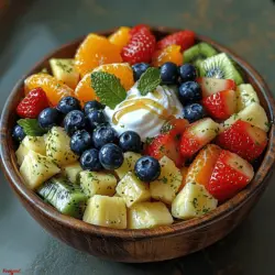 Start your day with a burst of freshness and vitality with the Sunset Bliss Breakfast Fruit Salad. This delightful medley of vibrant fruits not only adds a splash of color to your breakfast table but also provides an array of vitamins, minerals, and antioxidants that are essential for a healthy lifestyle. Whether you're looking for a quick and nutritious breakfast or planning a cheerful brunch gathering, this fruit salad is both simple to prepare and sure to impress your family and friends.