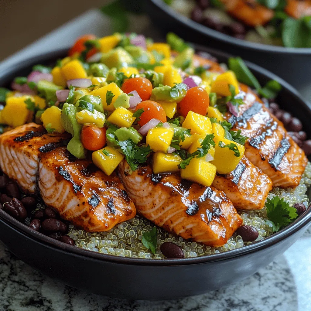 In the world of culinary delights, few dishes can rival the vibrancy and flavor explosion found in BBQ Salmon Bowls with Mango Avocado Salsa. This recipe marries the succulent, smoky taste of grilled salmon with a refreshing, zesty salsa that brings a burst of sweetness and creaminess to each bite. Not only is this bowl visually appealing with its bright colors, but it also offers a symphony of textures that makes it a feast for the senses.