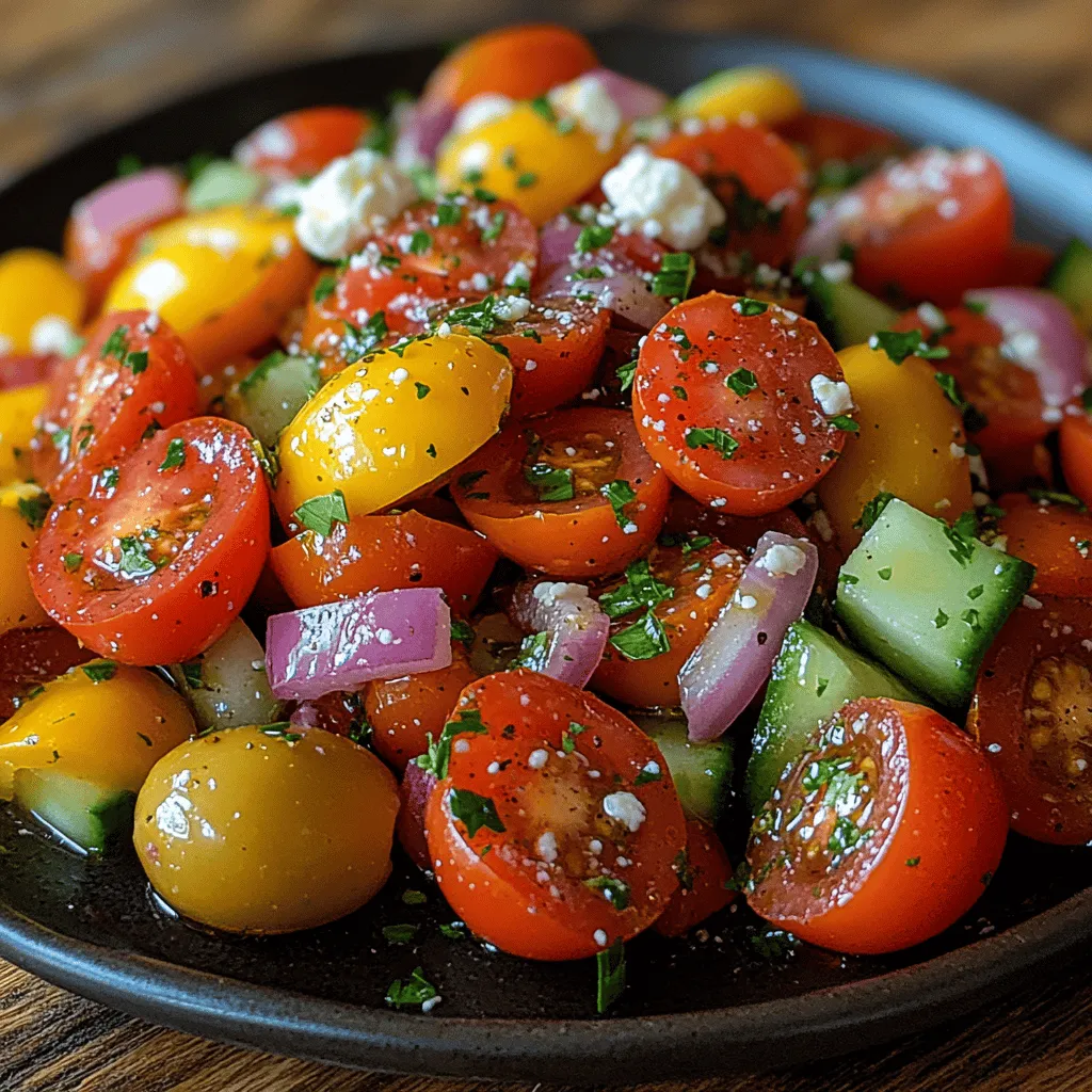 The Mediterranean Sunshine Greek Salad with Feta is not just a dish; it's a celebration of fresh, vibrant flavors that encapsulate the essence of Mediterranean cuisine. This salad is a feast for the eyes and the palate, showcasing a colorful array of vegetables that not only please the senses but also promote health and wellness. Perfect for a casual lunch, a family dinner, or as a stunning addition to festive gatherings, this salad is incredibly versatile. Its bright colors and refreshing taste make it an ideal choice for any occasion, whether you’re hosting a summer barbecue or looking for a light meal.