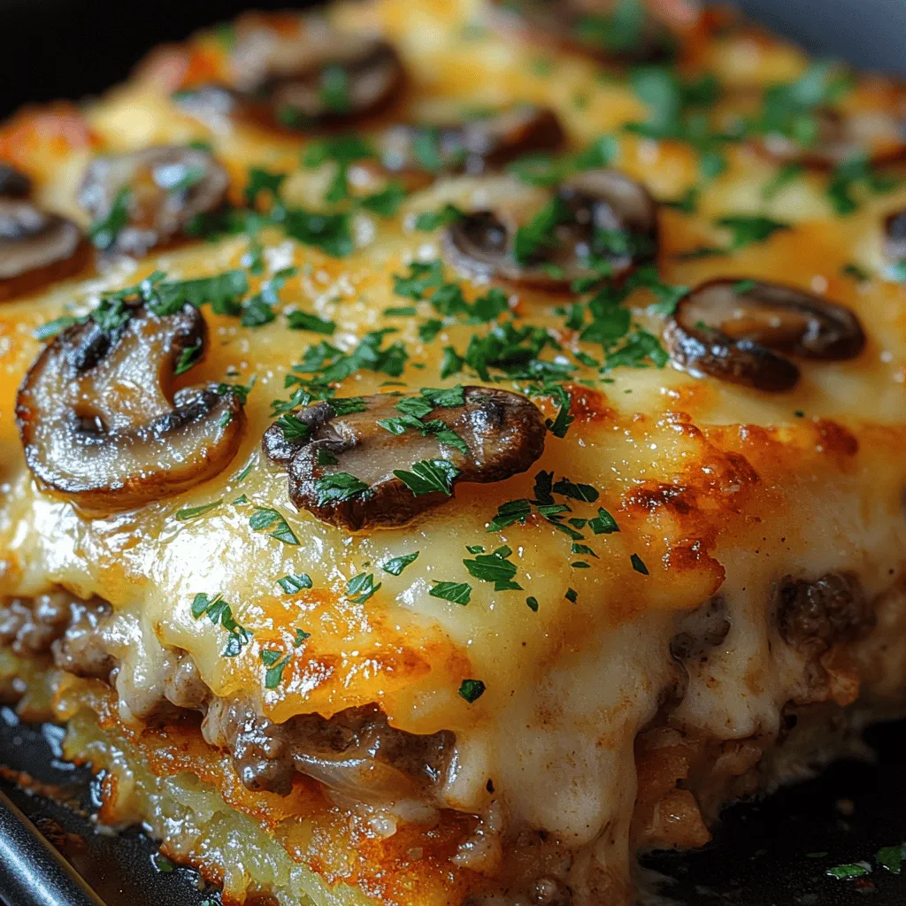 If you're on the lookout for a delicious and hearty meal that brings comfort to the dinner table, look no further than the Savory Mushroom Swiss Burger Casserole. This dish perfectly combines the rich, savory flavors of a classic burger with the satisfying texture of a casserole, making it an ideal choice for family gatherings or cozy weeknight dinners. The combination of ground beef, sautéed mushrooms, fresh spinach, and creamy Swiss cheese creates an irresistible flavor profile that will leave everyone asking for seconds.