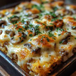 If you're on the lookout for a delicious and hearty meal that brings comfort to the dinner table, look no further than the Savory Mushroom Swiss Burger Casserole. This dish perfectly combines the rich, savory flavors of a classic burger with the satisfying texture of a casserole, making it an ideal choice for family gatherings or cozy weeknight dinners. The combination of ground beef, sautéed mushrooms, fresh spinach, and creamy Swiss cheese creates an irresistible flavor profile that will leave everyone asking for seconds.