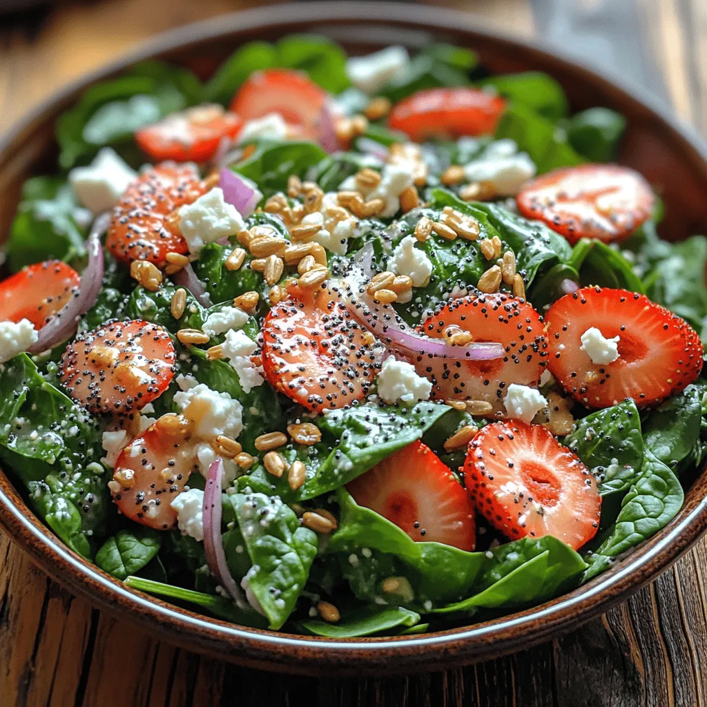 In the world of salads, the Spinach Strawberry Poppyseed Delight stands out as a refreshing and vibrant dish that captures the essence of spring and summer. Combining the earthy richness of fresh baby spinach with the sweet juiciness of strawberries, this salad is not only visually appealing but also packed with nutrients. Ideal for a light lunch, a side dish, or a picnic favorite, this recipe invites you to savor the harmonious blend of flavors and textures. With a delightful poppyseed dressing that ties everything together, this salad can cater to various dietary preferences, including a vegan option.