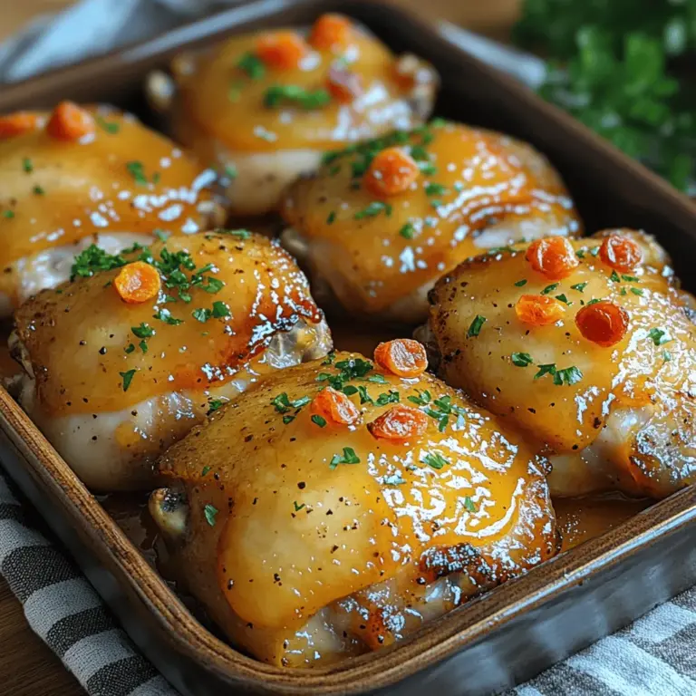 What sets Apricot Glazed Baked Chicken apart from other poultry dishes is the unique balance of flavors that apricots bring to the table. The natural sweetness of the fruit contrasts beautifully with the savory notes of the chicken, creating a harmonious dish that excites the taste buds. The glaze, made primarily from apricot preserves, infuses the chicken with a rich flavor profile that is both comforting and sophisticated.
