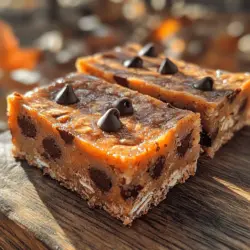 When you take your first bite of Pumpkin Paradise Chocolate Chip Oat Bars, you’ll experience a delightful contrast of flavors and textures. The sweetness of the chocolate chips meets the earthy flavor of pumpkin, creating a rich and satisfying taste experience. Each bite is a reminder of cozy autumn afternoons, where the warmth of spices and the sweetness of chocolate come together in perfect harmony.