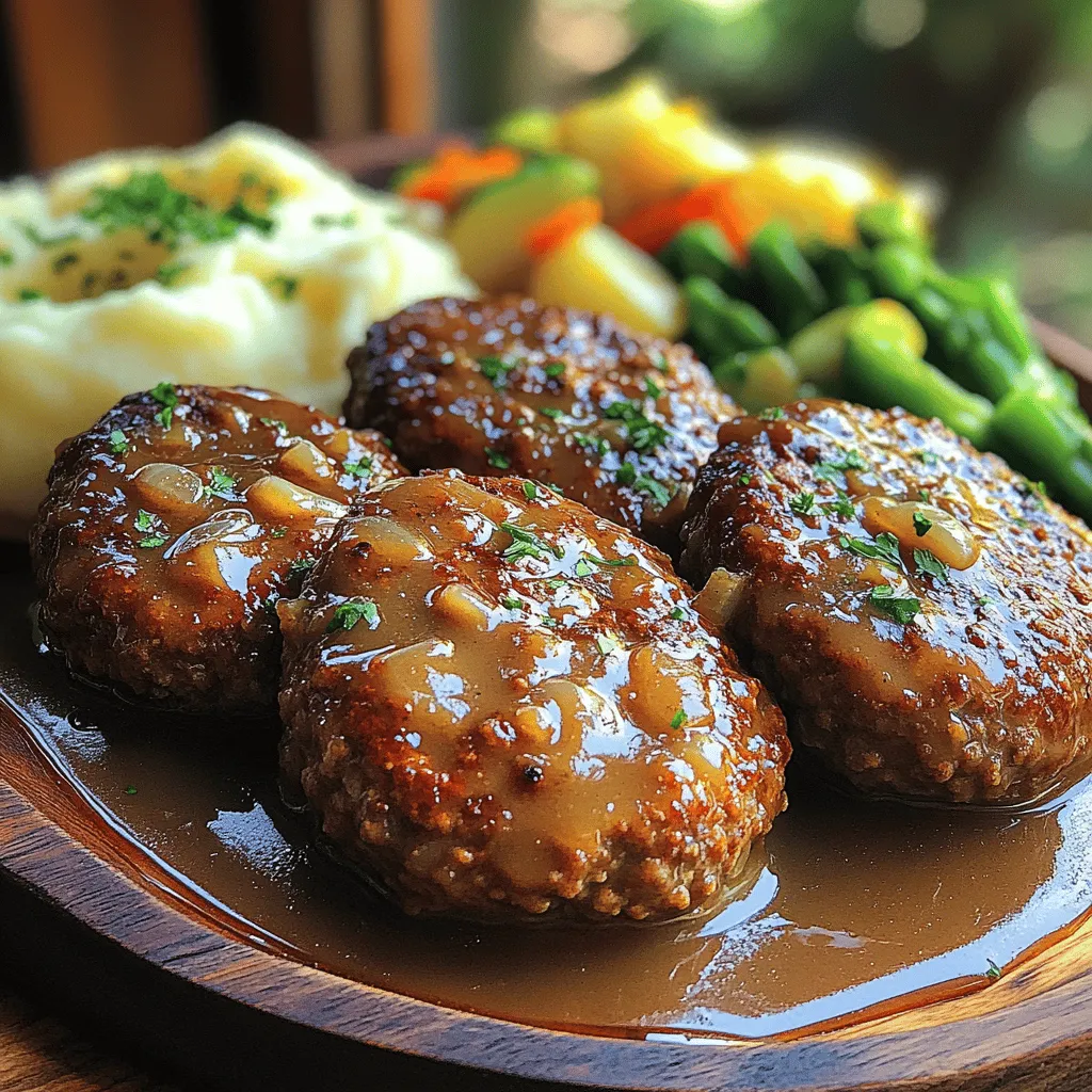 Salisbury steak is more than just a meal; it’s a nostalgic journey back to simpler times, where families gathered around the dinner table to share stories and enjoy hearty dishes that warmed the soul. This classic American dish has delighted taste buds for generations, and for good reason. Its simplicity and comfort factor make it a beloved choice in homes across the country. The Savory Salisbury Steak Delight recipe elevates this classic to new heights, featuring a rich, velvety brown gravy that perfectly complements the flavorful steak patties.