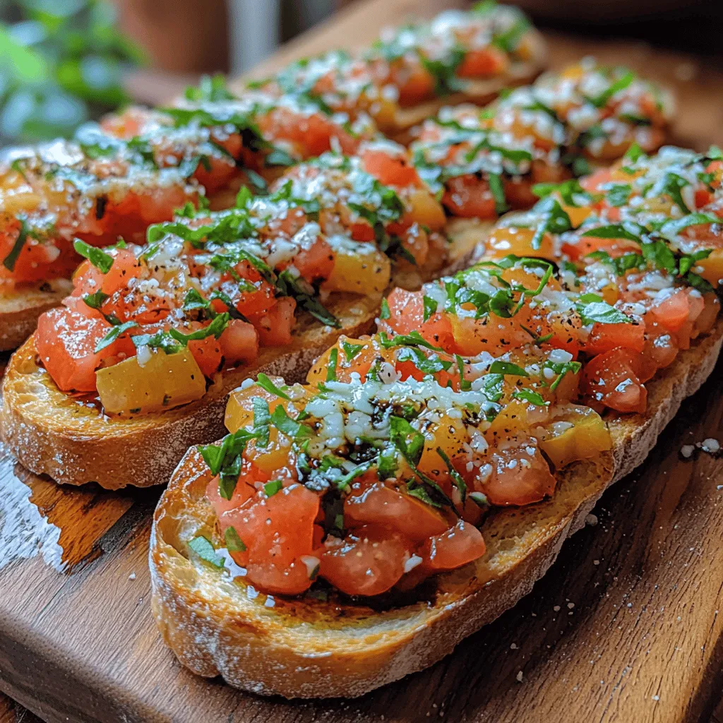 Bruschetta is a timeless Italian appetizer that captures the essence of summer with its vibrant colors and fresh flavors. This delightful dish, characterized by its toasted bread topped with a mixture of ripe tomatoes, fragrant basil, and a drizzle of high-quality olive oil, has become a beloved staple not only in Italian cuisine but also in kitchens around the world. Whether served as a starter at a dinner party, a light snack on a warm afternoon, or a simple yet elegant addition to a picnic spread, bruschetta offers a refreshing taste of the garden that is hard to resist.