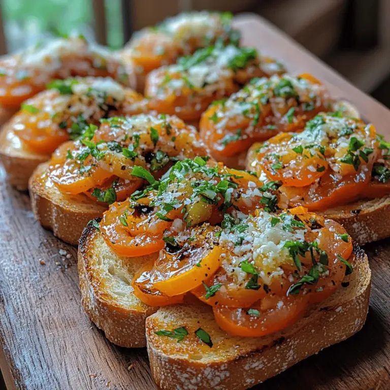Bruschetta is a timeless Italian appetizer that captures the essence of summer with its vibrant colors and fresh flavors. This delightful dish, characterized by its toasted bread topped with a mixture of ripe tomatoes, fragrant basil, and a drizzle of high-quality olive oil, has become a beloved staple not only in Italian cuisine but also in kitchens around the world. Whether served as a starter at a dinner party, a light snack on a warm afternoon, or a simple yet elegant addition to a picnic spread, bruschetta offers a refreshing taste of the garden that is hard to resist.