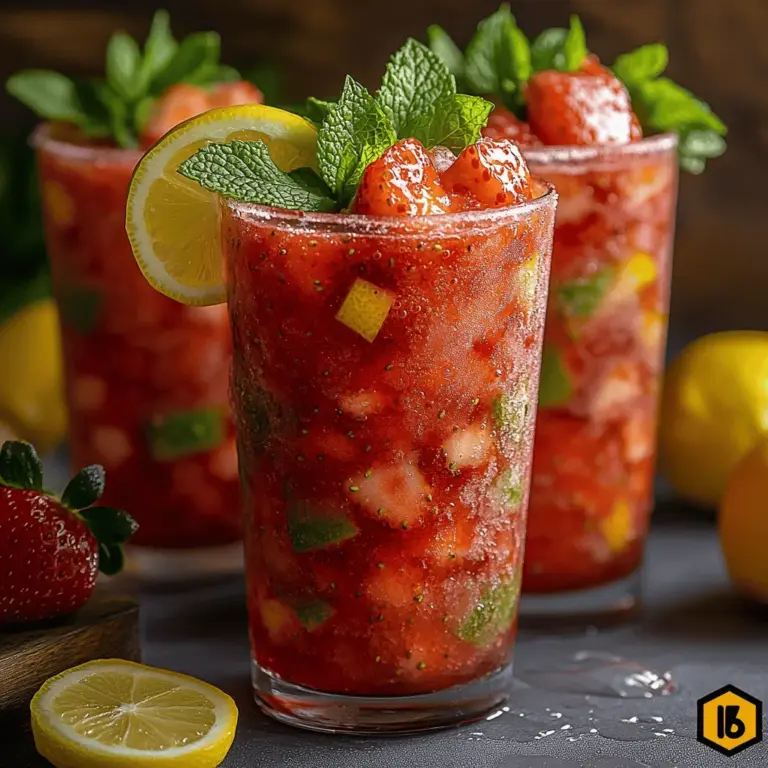 This drink is more than just a thirst-quencher; it's a celebration in a glass. The striking red hue of the strawberries, paired with the bright yellow of freshly squeezed lemon juice, creates a visually appealing drink that invites you to take that first refreshing sip.