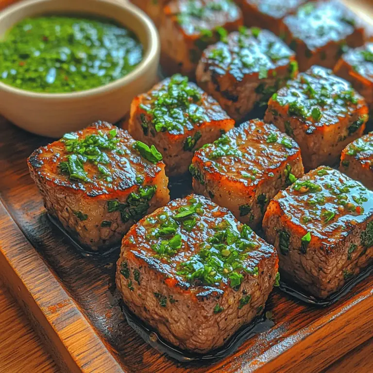 When it comes to iconic dishes that celebrate the vibrant culinary traditions of Argentina, few can rival the bold and zesty flavors of chimichurri. This fragrant sauce, typically made from a blend of fresh herbs, garlic, vinegar, and oil, is a staple in Argentine cuisine and serves as both a marinade and a condiment. Among the many delightful ways to enjoy chimichurri, the Herbaceous Chimichurri Steak Bites stand out as a perfect fusion of tenderness and flavor, making them an ideal dish for gatherings, weeknight dinners, or even special occasions.