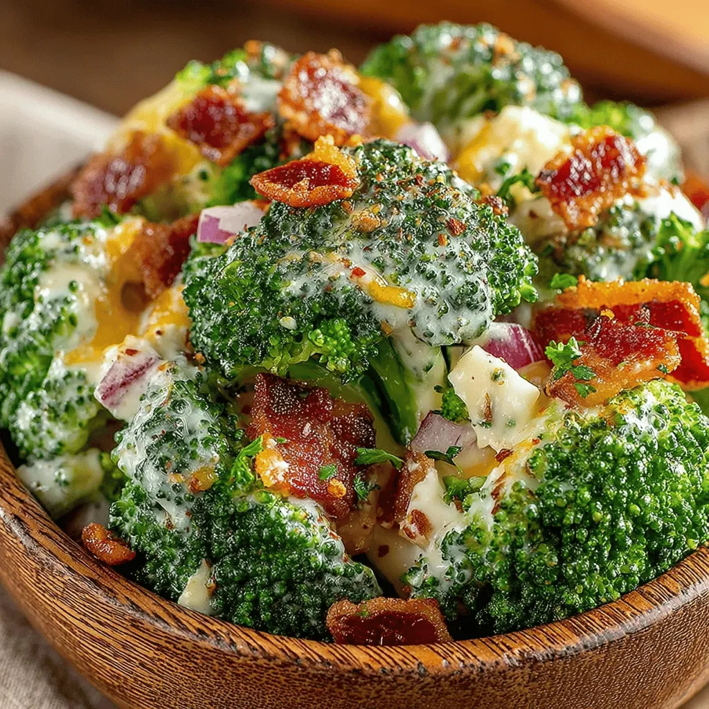 In the world of culinary creations, salads often take a backseat to more elaborate dishes. However, there are exceptions that elevate this simple meal component to new heights, making it a star on any dining table. One such dish is the Zesty Broccoli Bacon Bliss salad. This delightful recipe combines the earthy freshness of broccoli with the rich, savory flavor of crispy bacon, enveloped in a tangy dressing that brings everything together harmoniously.