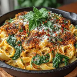 In the world of comfort food, few dishes can rival the allure and satisfaction of a well-prepared pasta. Among the myriad of pasta recipes available, Creamy Tomato Spinach Pasta stands out as a delightful fusion of flavors and textures. This dish artfully combines the rich, velvety texture of heavy cream with the bright, tangy notes of fresh tomatoes and the earthy sweetness of spinach. The result is a meal that is not only visually captivating but also hearty and indulgent—an ideal choice for both busy weeknight dinners and special gatherings with friends and family.