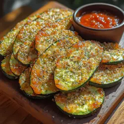 To achieve that irresistible crunch in your Crunchy Zucchini Parmesan Fries, an optional yet highly effective step is to use cooking spray. Spraying a light layer of cooking oil on your zucchini fries before baking can significantly enhance their crispiness. This method works by creating a thin, even coat of fat that helps the breading to brown beautifully, resulting in a texture that is both satisfying and reminiscent of traditional fried snacks.