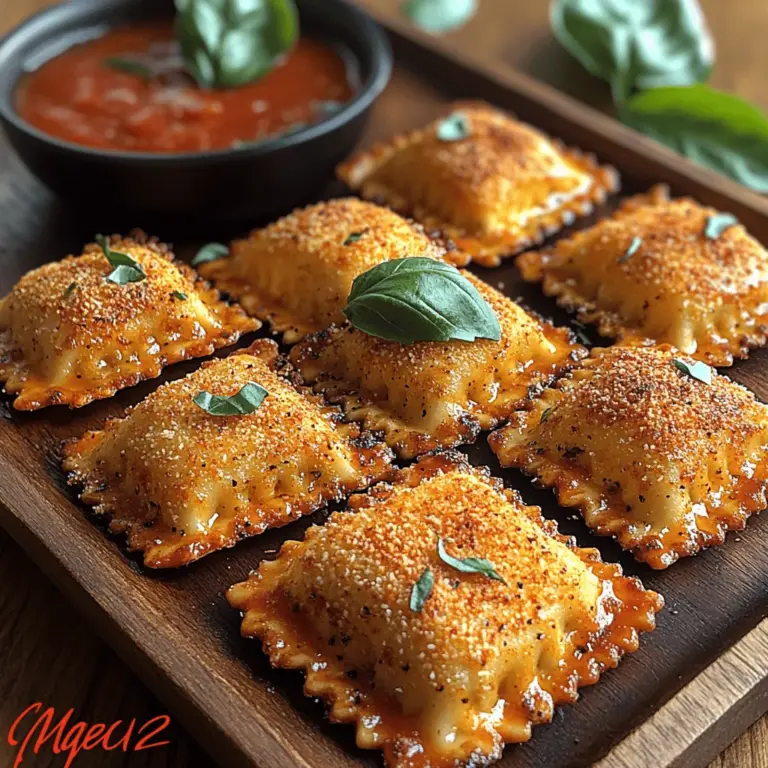 Crispy Toasted Ravioli Bites are a delightful twist on a classic Italian dish, transforming the traditional ravioli into a fun and crispy appetizer that is perfect for any occasion. These golden-brown bites offer the comforting flavors of cheese-filled pasta, encased in a crunchy exterior that makes them irresistible. Whether you’re hosting a gathering, enjoying a family movie night, or simply indulging in a special treat, these crispy ravioli bites are sure to impress. The ease of preparation combined with their delicious taste makes them an ideal finger food option that can elevate any ordinary meal into a festive event.