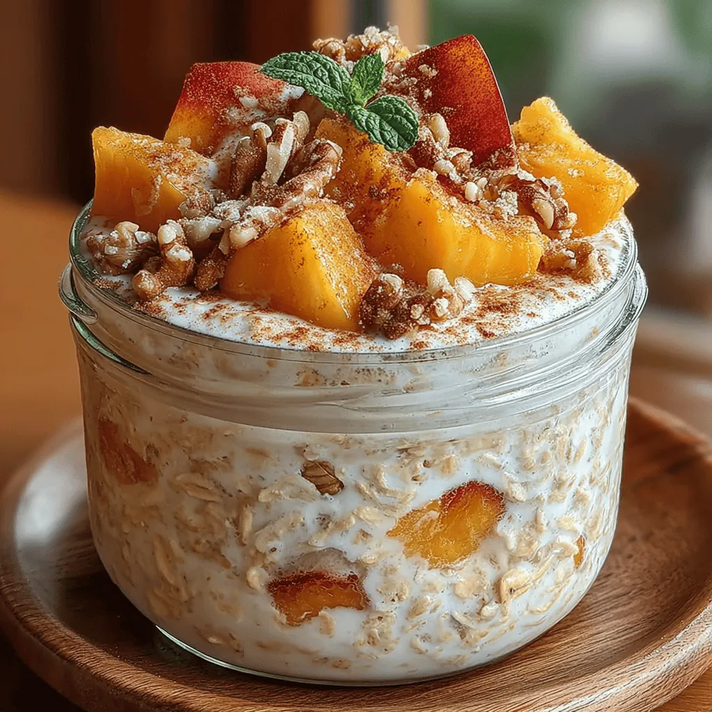Once your oats have soaked overnight and absorbed all the delicious flavors, it’s time to transfer them to containers. Choosing the right storage options for your Peach Cobbler Overnight Oats is crucial for maintaining freshness and flavor.