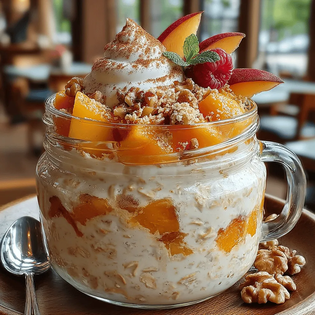 Once your oats have soaked overnight and absorbed all the delicious flavors, it’s time to transfer them to containers. Choosing the right storage options for your Peach Cobbler Overnight Oats is crucial for maintaining freshness and flavor.