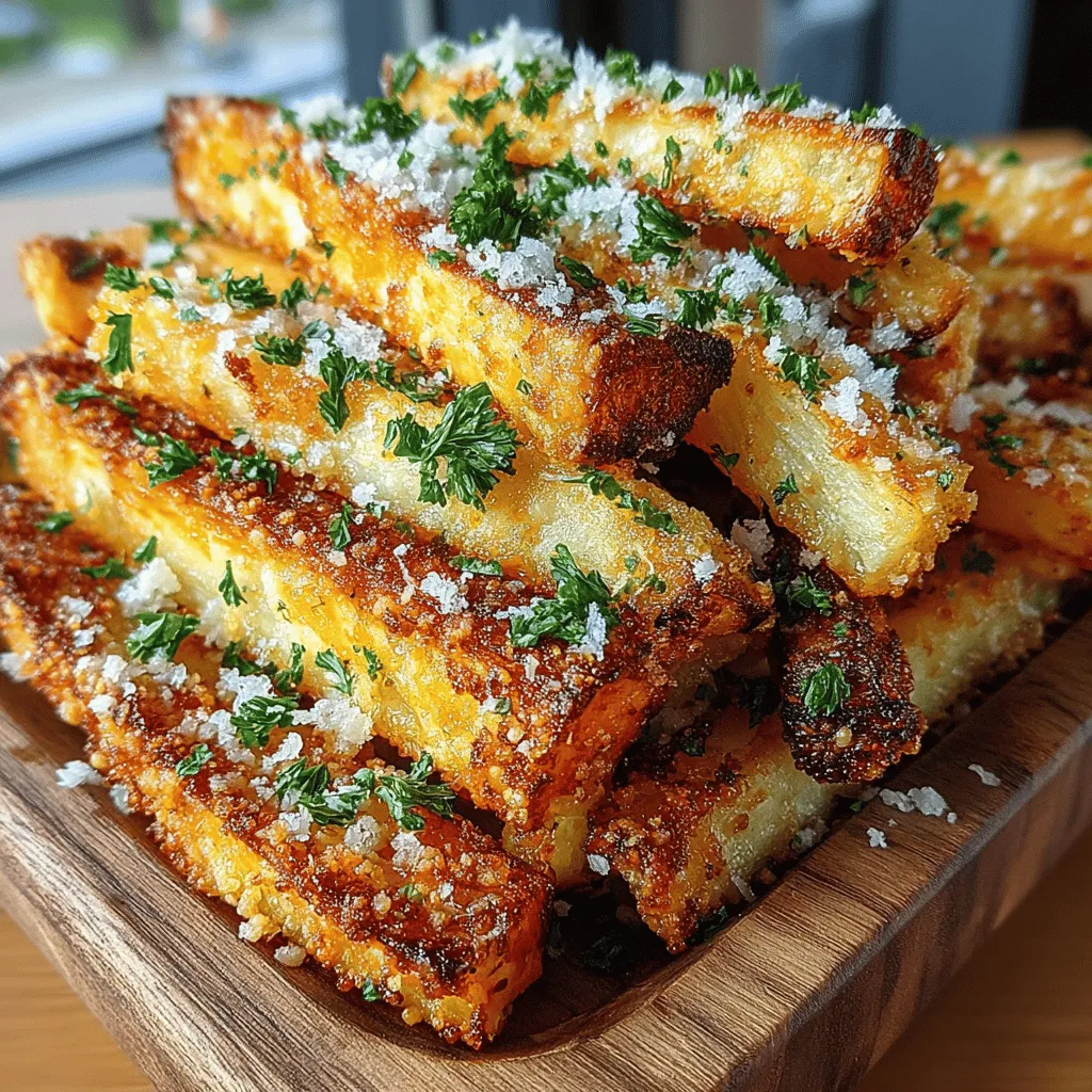 Exploring the culinary landscape often leads to delightful discoveries, and one such gem is the recipe for crispy Garlic Parmesan Roasted Parsnip Fries. This dish reimagines traditional fries, offering a unique and healthier alternative that is equally satisfying. The parsnip, a root vegetable often overshadowed by its more popular cousins like potatoes and carrots, is the star of this recipe. When roasted, parsnips develop a sweetness that is perfectly complemented by the savory punch of garlic and the rich, nutty flavor of Parmesan cheese. Whether you’re searching for a standout side dish for your dinner table or a delicious snack to indulge in during movie night, these parsnip fries are bound to impress both family and friends.