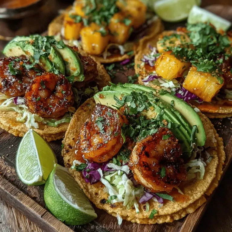 At the heart of any great taco recipe are its ingredients, and Tropical Fiesta Shrimp Tacos shine with a selection that highlights the best of what nature has to offer. The star of this dish is undoubtedly the shrimp. Known for being a versatile and lean protein, shrimp is a staple in coastal cuisines around the world, from succulent shrimp scampi to spicy shrimp gumbo. Not only do they deliver a satisfying bite, but they also provide essential nutrients like omega-3 fatty acids and vitamin B12, making them a healthy choice for any meal.