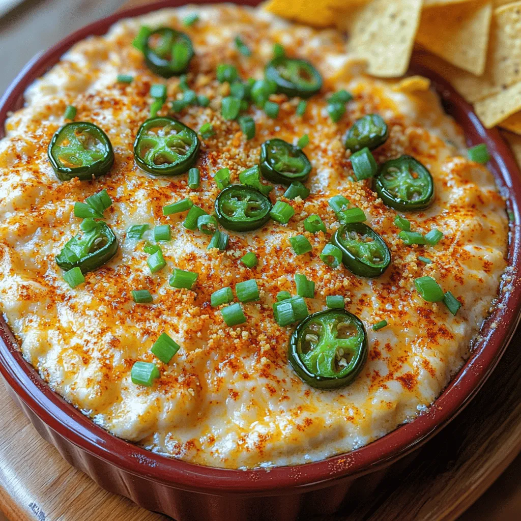 When it comes to appetizers that capture the heart and taste buds of a crowd, few can quite compare to the irresistible allure of a well-crafted jalapeño popper dip. <strong>Spicy Dreams: Creamy Jalapeño Popper Dip</strong> is a standout choice that combines rich creaminess with a delightful kick of heat, making it a favorite for various occasions. Whether you’re throwing a game day bash, attending a potluck, or simply indulging in a cozy night at home, this dip promises to be the star of the show.” /></p>
</p>
<h2>Incorporating the Heat and Flavor</h2>
</p>
<p>When making a creamy jalapeño popper dip, the key to achieving a perfect balance of heat and flavor lies in how you incorporate the jalapeños and spices into the creamy base. Start by finely chopping the jalapeños; this ensures that their heat is evenly distributed throughout the dip. If you prefer a milder flavor, remove the seeds and membranes before chopping, as these parts contain most of the heat.</p>
</p>
<p>Once you have your jalapeños prepared, fold them into the cream cheese mixture gently. Use a spatula to combine the ingredients, taking care not to over-mix. This will help maintain a creamy texture without turning the dip into a homogenous paste. You want to preserve distinct flavors and textures, so be mindful of the folding technique. Add spices such as garlic powder, onion powder, and a pinch of smoked paprika at this stage to enhance the overall flavor profile. A dash of cayenne pepper can also be added for an extra kick if desired.</p>
</p>
<h2>Baking the Dip</h2>
</p>
<h3>Transferring to Baking Dish</h3>
</p>
<p>Choosing the right baking dish is essential for even cooking and achieving a bubbly, golden top. A glass or ceramic baking dish is ideal; it retains heat well and allows for even browning. For this recipe, a 9-inch round or square dish typically works best, but you can also use a 2-quart casserole dish if you want to make a larger batch. Before transferring the mixture, ensure your baking dish is lightly greased with cooking spray or a thin layer of oil to prevent sticking.</p>
</p>
<h3>Timing and Temperature</h3>
</p>
<p>Preheat your oven to 350°F (175°C). Once your jalapeño popper dip is transferred to the baking dish, place it in the preheated oven. Bake for approximately 20-25 minutes, or until the dip is bubbly and the edges start to turn golden brown. Keep an eye on it during the last few minutes of baking; the visual cue of a lightly browned top means your dip is ready to be removed. Allow it to cool for a few minutes before serving, as this will help the flavors meld together beautifully.</p>
</p>
<h2>Garnishing and Serving</h2>
</p>
<h3>Final Touches</h3>
</p>
<p>To elevate the presentation of your creamy jalapeño popper dip, consider adding garnishes that complement both the flavor and appearance. A sprinkle of freshly chopped cilantro or green onions adds a pop of color and freshness. You can also finish with a drizzle of sour cream or a dollop of guacamole on top for an extra layer of richness. For a bit of crunch, some crushed tortilla chips can be scattered on top just before serving.</p>
</p>
<h3>Serving Suggestions</h3>
</p>
<p>When it comes to dippers, the options are endless. Tortilla chips are a classic choice, but crunchy crackers or pita chips also work wonderfully. For a healthier alternative, serve the dip alongside fresh veggie slices, such as bell peppers, cucumbers, or carrots. You might even consider providing a variety of dippers to cater to different tastes, making your gathering more enjoyable.</p>
</p>
<h2>Cultural Significance: The Popularity of Jalapeño Popper Dip</h2>
</p>
<h3>Historical Context</h3>
</p>
<p>The origin of jalapeño poppers can be traced back to the culinary traditions of the American Southwest, where jalapeños are a staple ingredient. This delicious appetizer, often made by stuffing jalapeños with cheese and then frying them, has evolved over the years. The transformation into a creamy dip showcases the versatility of these spicy peppers while appealing to contemporary tastes.</p>
</p>
<p>Regional variations exist, with different cultures adapting the basic concept. For instance, in the Southern United States, jalapeño popper flavors are often incorporated into cornbread or served as a topping on nachos. This adaptability highlights the universal appeal of jalapeños and their ability to enhance dishes across various cuisines.</p>
</p>
<h3>Modern-Day Appeal</h3>
</p>
<p>Jalapeño popper dip has become a favorite at social gatherings, from casual get-togethers to formal celebrations. Its creamy texture and spicy kick make it a crowd-pleaser, perfect for sharing with family and friends. The communal aspect of dipping encourages interaction and creates a warm atmosphere, making it an ideal appetizer for any occasion.</p>
</p>
<p>Home cooks today are also experimenting with adaptations of the classic recipe, creating vegetarian versions by substituting cheese with plant-based alternatives or incorporating additional vegetables. Health-conscious adaptations use Greek yogurt in place of sour cream or cream cheese, allowing everyone to enjoy this delicious dip without the guilt.</p>
</p>
<h2>Nutritional Aspects: Balancing Indulgence and Health</h2>
</p>
<h3>Analyzing the Ingredients</h3>
</p>
<p>When analyzing the ingredients of creamy jalapeño popper dip, it’s important to consider the nutritional content. A typical serving contains approximately 300 calories, with around 20 grams of fat and 10 grams of protein, depending on the specific ingredients used. The primary contributors to the caloric content are the cream cheese, cheese, and sour cream, which lend the dip its rich, creamy texture.</p>
</p>
<h3>Healthy Alternatives</h3>
</p>
<p>For those looking to indulge without compromising their health goals, there are several ways to modify the recipe. Consider using low-fat cream cheese or Greek yogurt as substitutes for full-fat sour cream and cream cheese to reduce calories and fat content. Additionally, using reduced-fat or non-fat cheese can also help make this dip lighter while still retaining its creamy consistency.</p>
</p>
<p>Adding extra vegetables, such as finely chopped spinach or artichokes, can increase the nutritional value of the dip, offering added fiber and vitamins. These modifications ensure that you can enjoy the delightful flavors of jalapeño popper dip while still being mindful of your health.</p>
</p>
<h2>Conclusion: A Must-Try Recipe for Any Occasion</h2>
</p>
<p>In conclusion, Spicy Dreams: Creamy Jalapeño Popper Dip is more than just a delicious appetizer; it’s a delightful blend of flavors and textures that can transform any gathering into a memorable experience. With its creamy base, spicy kick, and versatile serving options, this dip is sure to become a staple in your recipe repertoire. Whether you are a seasoned cook or a kitchen novice, the ease of preparation combined with the rich rewards of flavor make this dish a true winner.</p>
</p>
<p>Embrace the joy of cooking and sharing this dip with friends and family, and watch as it becomes a beloved favorite in your home. The combination of creamy cheese, spicy jalapeños, and the warmth of social gatherings encapsulates what it means to share food with loved ones. So gather around, dip in, and savor the deliciousness of this jalapeño popper dip, knowing that you have created something truly special for your next event.</p>
</div>