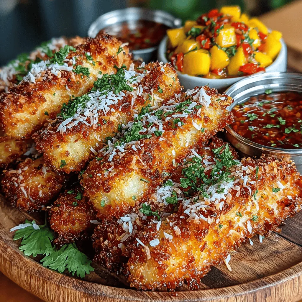If you're on the lookout for a dish that beautifully marries tropical flavors with a satisfying crunch, look no further than Crispy Coconut Chicken with Chili Mango Dip. This recipe offers an exotic experience that tantalizes the taste buds, making it a perfect choice for a family dinner, party appetizer, or even a quick weeknight meal. The combination of succulent chicken coated in a crispy coconut crust, paired with a sweet and spicy chili mango dip, creates a flavor profile that is both refreshing and addictive.