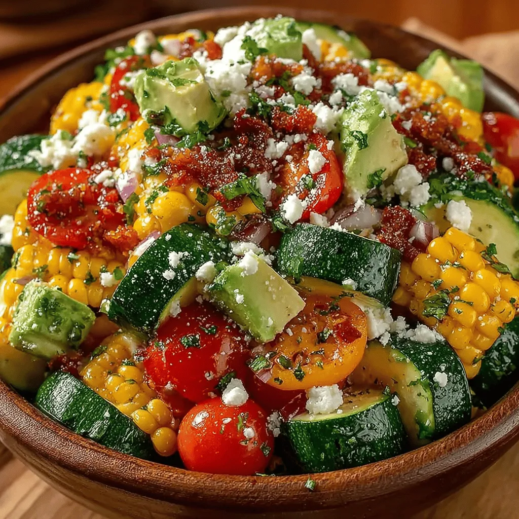 To create a vibrant Summer Zucchini Corn Medley, the first step is preparing the fresh vegetables. Begin by gathering your ingredients: fresh zucchini, sweet corn, bell peppers, and red onion.
