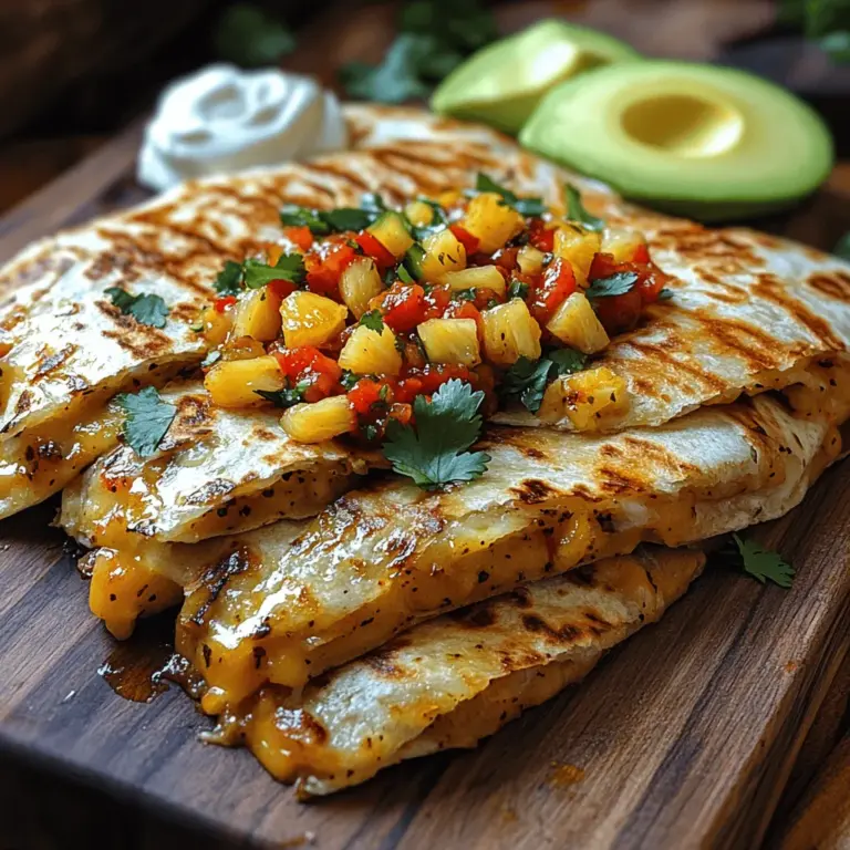 Are you ready to take your taste buds on an unforgettable journey? The Zingy Pineapple Salsa Quesadilla is a dish that effortlessly combines fresh, vibrant flavors with the comforting texture of melted cheese and crispy tortillas. This recipe not only tantalizes the palate but also brings a touch of tropical sunshine to your table, making it perfect for gatherings, family dinners, or a delightful lunch at home.
