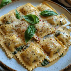 Creamy garlic spinach ravioli is not just a meal; it’s an experience that encapsulates the essence of comfort food. The rich flavors meld seamlessly with the tender pasta, creating a dish that is both indulgent and satisfying. Perfectly suited for pasta lovers and home cooks alike, this dish can elevate any dining occasion, whether it’s a casual weeknight dinner or a special celebration. The creamy sauce, infused with garlic and brightened by fresh spinach, strikes a harmonious balance that pleases the palate and warms the heart.