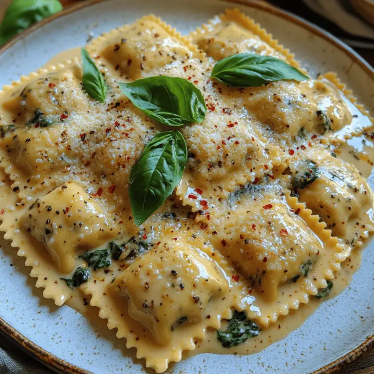 Creamy garlic spinach ravioli is not just a meal; it’s an experience that encapsulates the essence of comfort food. The rich flavors meld seamlessly with the tender pasta, creating a dish that is both indulgent and satisfying. Perfectly suited for pasta lovers and home cooks alike, this dish can elevate any dining occasion, whether it’s a casual weeknight dinner or a special celebration. The creamy sauce, infused with garlic and brightened by fresh spinach, strikes a harmonious balance that pleases the palate and warms the heart.