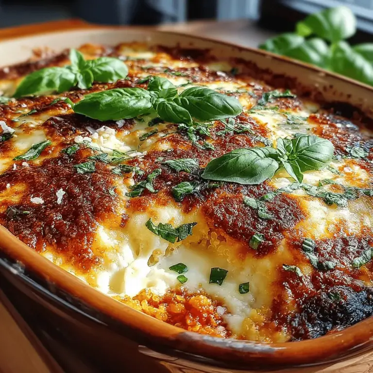 If you're on the lookout for a dish that harmonizes comfort with nutritious ingredients, look no further than the Creamy Tomato Basil Quinoa Bake. This delightful recipe brings together the wholesome goodness of quinoa with the rich, vibrant flavors of ripe tomatoes, fragrant basil, and creamy cheese. With its creamy texture and savory profile, this bake is not just a meal; it's an experience that warms the heart and satisfies the palate.