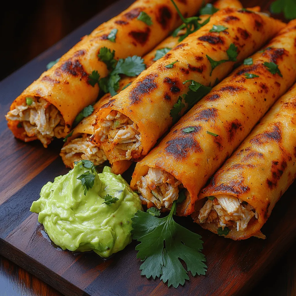 Taquitos, often referred to as "rolled tacos," are a beloved staple in Mexican cuisine, celebrated for their delightful crunch and versatility. These bite-sized treats are typically filled with various ingredients, but the core appeal lies in their crispy exterior, which encases a flavorful filling. Crunchy Chicken Taquitos with Creamy Avocado Bliss take this classic dish to new heights by combining tender, shredded chicken with rich cheeses and spices, all enveloped in a perfectly crisp tortilla. The addition of a luscious avocado cream elevates the flavor profile, making each bite a symphony of taste and texture.